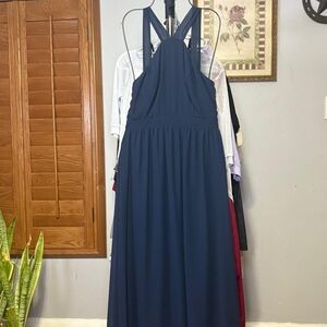 Bill Levkoff Navy Backless Dress